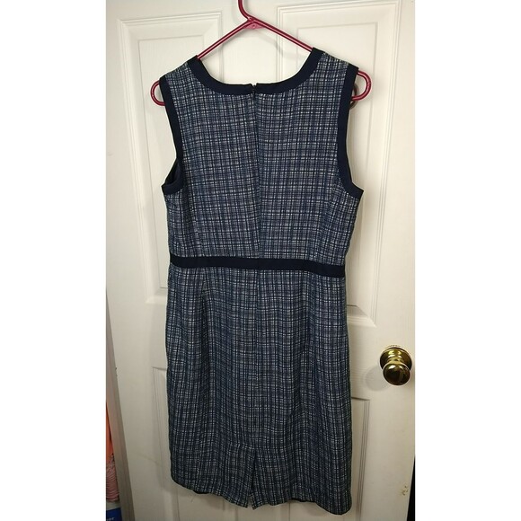 Talbots Woman 10 Navy Blue Linen Blend Tweed Sleeveless Dress Straight Prof Core - Picture 8 of 8